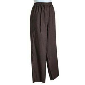 FINITY NATURALS Women's Silk Pants, Brown/Tan pinstripe, Wide-Leg , Pull-on. XL